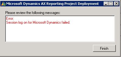 Report Deployment Session Logon Error